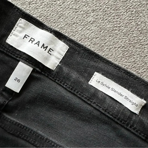 FRAME DENIM Le Sylvie Slender Jeans Noir Croc Coated Size 26 - Picture 3 of 5